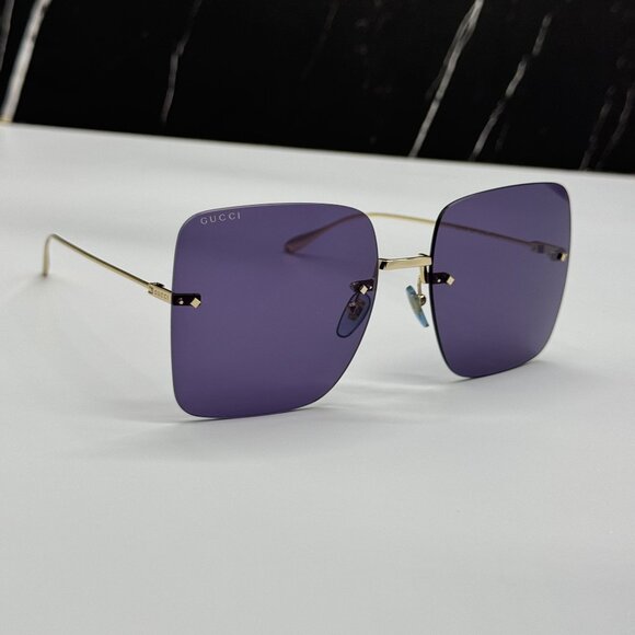 NEW GUCCI SUNGLASSES GG1147S 004 GOLD BLUE WOMEN EYEWEAR GUCCI PLUS EARRINGS main image 2